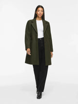Vila Claudia Button Coat - Forest Night