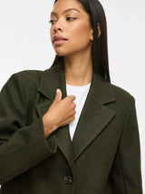 Vila Claudia Button Coat - Forest Night