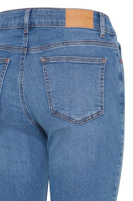 Pulz Emma HW Jeans Medium Straight - Medium Blue Denim