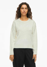 Vila Visiquin O-Neck L/S Glitter Knit Top - White