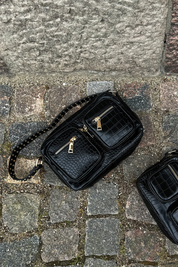 Noella Celina Bag W. Gold - Black Croc