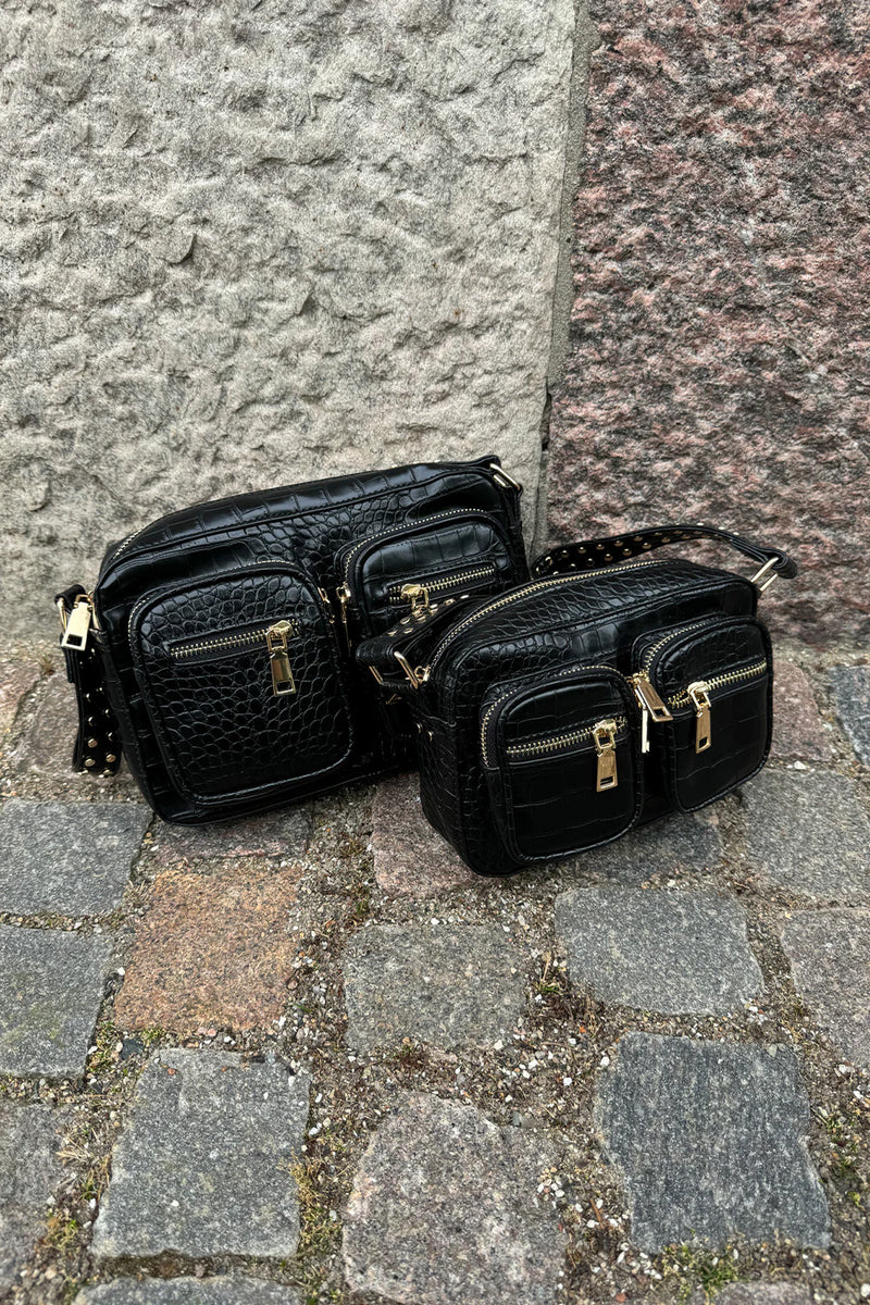 Noella Celina Bag W. Gold - Black Croc