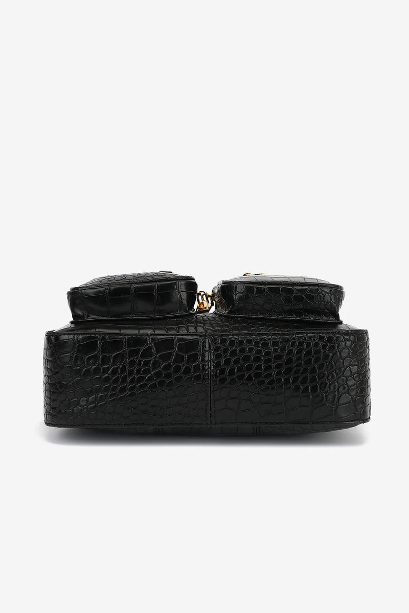 Noella Celina Bag W. Gold - Black Croc