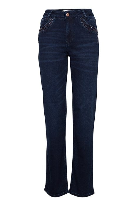 Pulz Carla HW Jeans W Studs Straight Leg - Blue Black