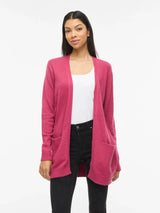 Vila Viril Open L/S Knit Cardigan - Anemone Melange