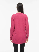 Vila Viril Open L/S Knit Cardigan - Anemone Melange