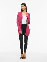 Vila Viril Open L/S Knit Cardigan - Anemone Melange