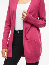 Vila Viril Open L/S Knit Cardigan - Anemone Melange