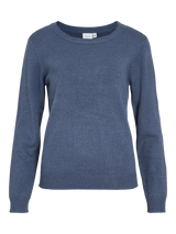 Vila Viril O-neck L/S Detail Knit Top - Vintage Indigo