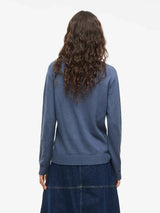 Vila Viril O-neck L/S Detail Knit Top - Vintage Indigo