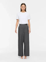 Vila Varone Pattern HW Wide Pant - Dark Grey Melange