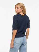 Vila Sava V-Neck 2/4 Knit - Navy