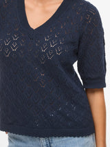 Vila Sava V-Neck 2/4 Knit - Navy