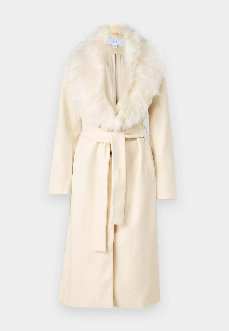 Vila Metil L/S Long Collar Coat - Birch