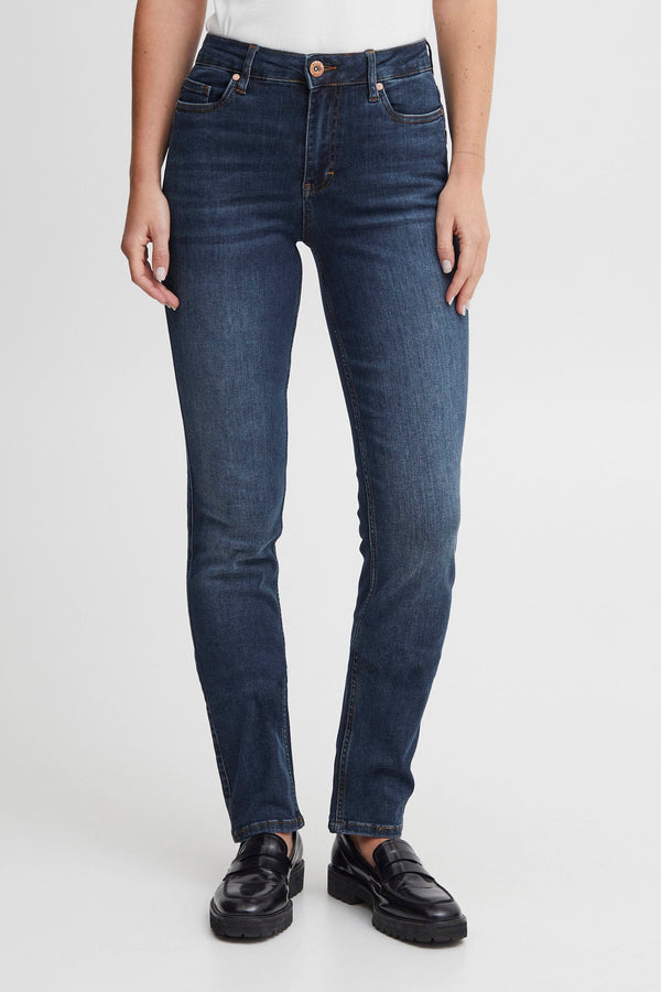 Pulz Emma HW Jeans Medium Straight - Dark Blue
