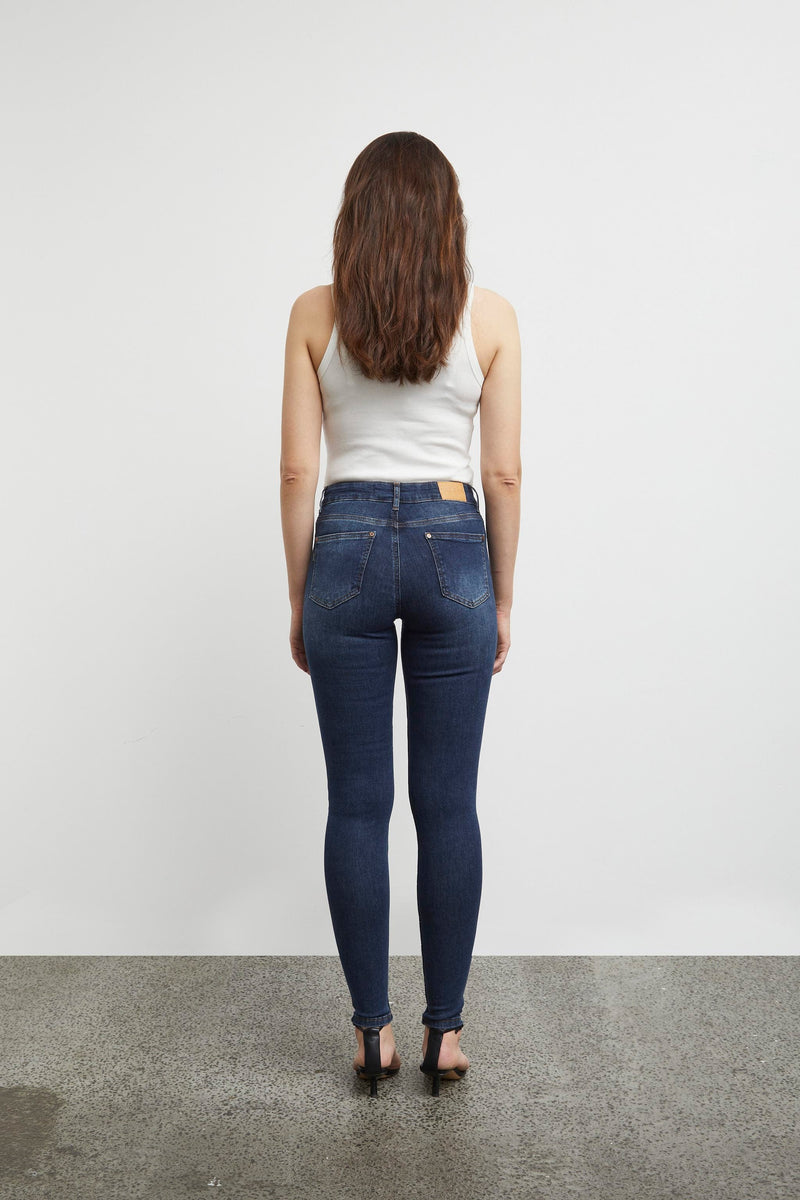 Pulz Emmelina HW Jeans Skinny Leg - Dark Blue