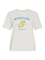 Vila Sybilla O-Neck S/S - Snow White Posotano Victoria Blue