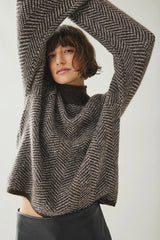 Vila Lory High Neck L/S Knit Top - Coffee Bean