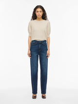 Vila Viril 2/4 Sleeve O-Neck Knit - Super Light Natural Melan