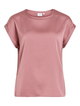 Vila Ellette satin top - Nostalgia Rose
