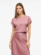 Vila Ellette satin top - Nostalgia Rose