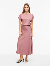 Vila Ellette satin top - Nostalgia Rose