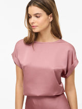 Vila Ellette satin top - Nostalgia Rose