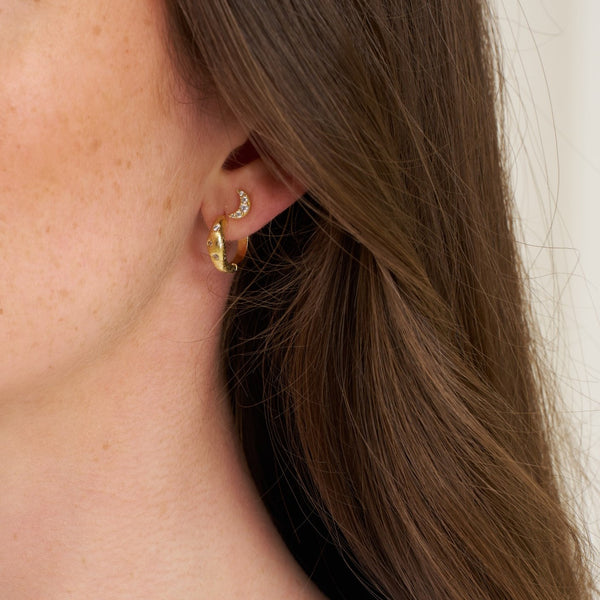 Pure By Nat Post Earrings W. Zircons - Gold