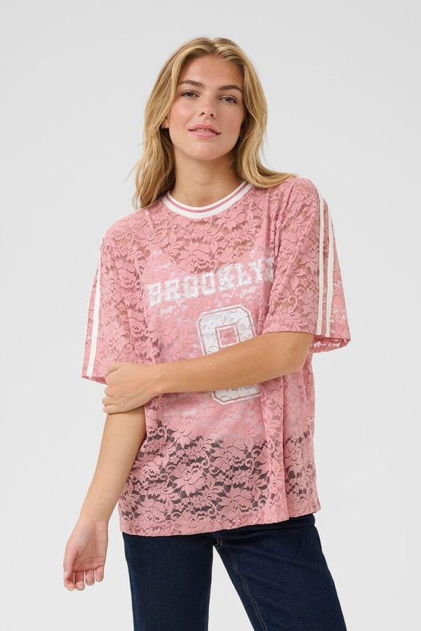 Culture Kala SS Lace Blouse - Pale Mauve
