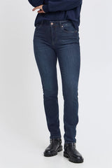 Pulz Jeans Emma HW Jeans Medium Straig - Dark Blue