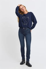 Pulz Jeans Emma HW Jeans Medium Straig - Dark Blue