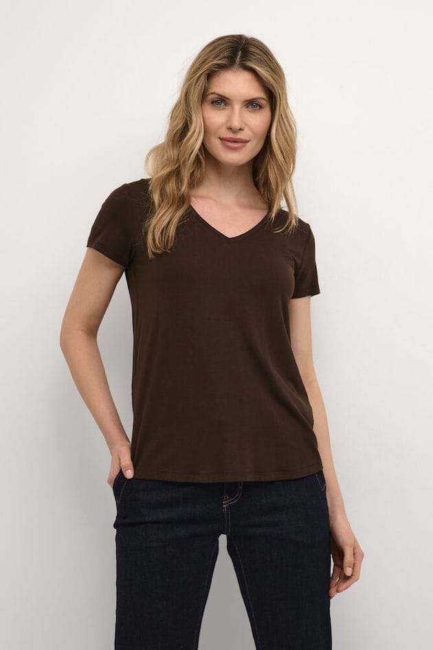 Culture Poppy V-neck T-Shirt - Brown