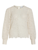 Vila Rhea O-Neck L/S Lace Top - Cloud Dancer