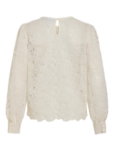 Vila Rhea O-Neck L/S Lace Top - Cloud Dancer
