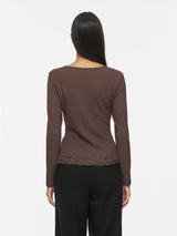 Vila Wanni L/S O-neck Asymetric Top - Coffee Bean