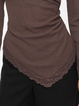 Vila Wanni L/S O-neck Asymetric Top - Coffee Bean