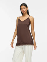 Vila Ionara Lace Singlet - Coffee Bean