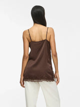 Vila Ionara Lace Singlet - Coffee Bean