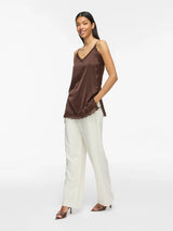 Vila Ionara Lace Singlet - Coffee Bean