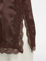 Vila Ionara Lace Singlet - Coffee Bean