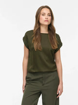 Vila Ellette satin top - Forest Night