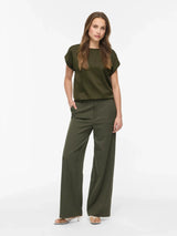 Vila Ellette satin top - Forest Night