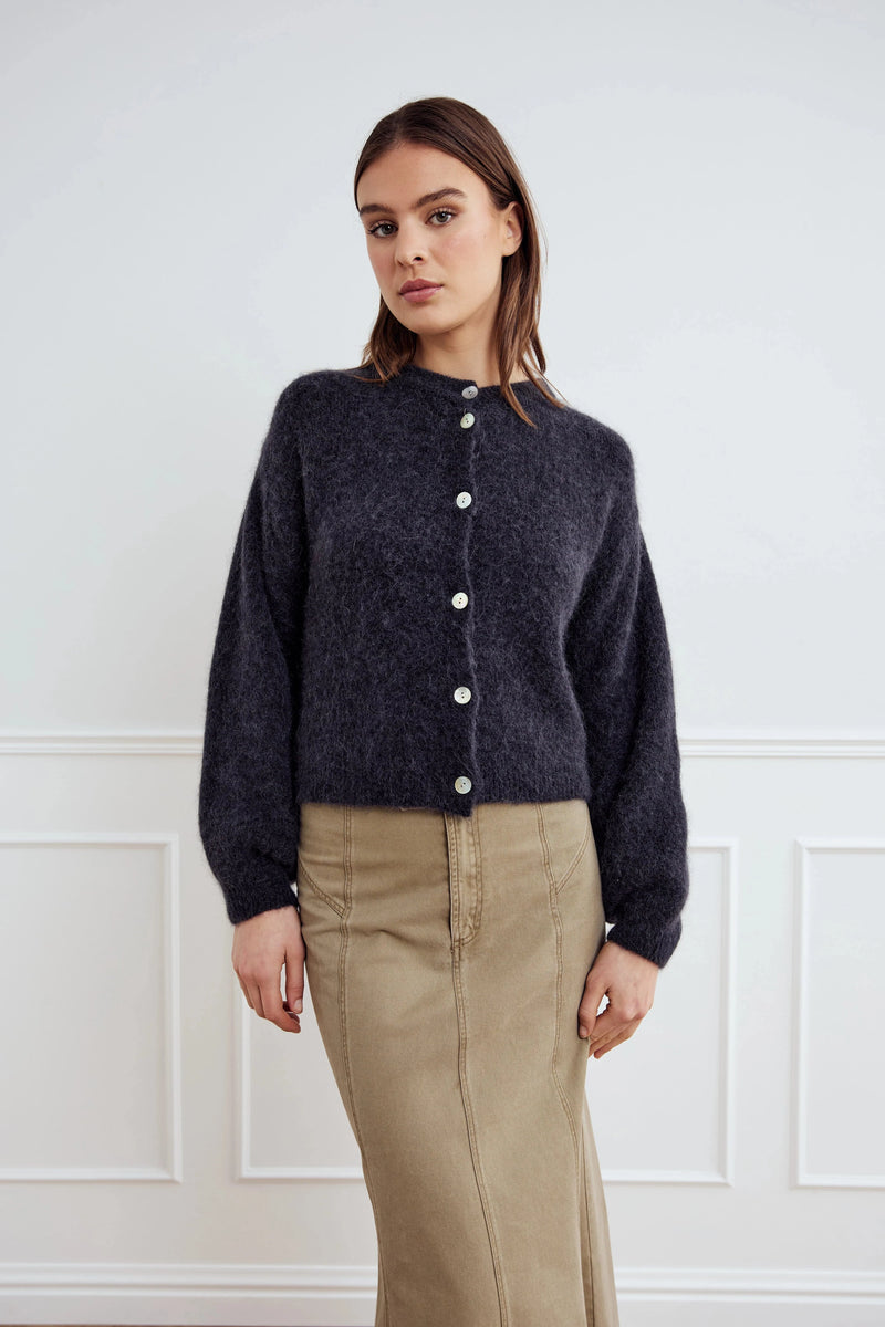 Noella Kea Knit Cardigan - Dark Grey