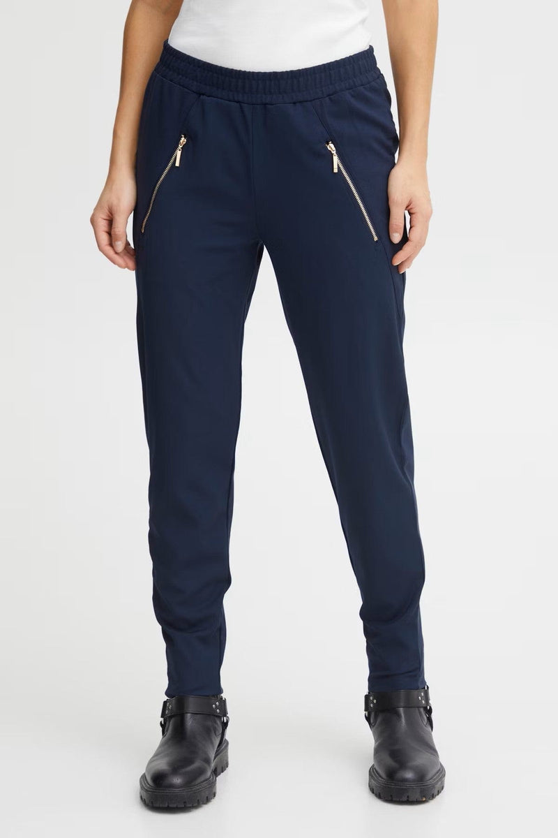 Pulz Kira High Waist Pant - Navy