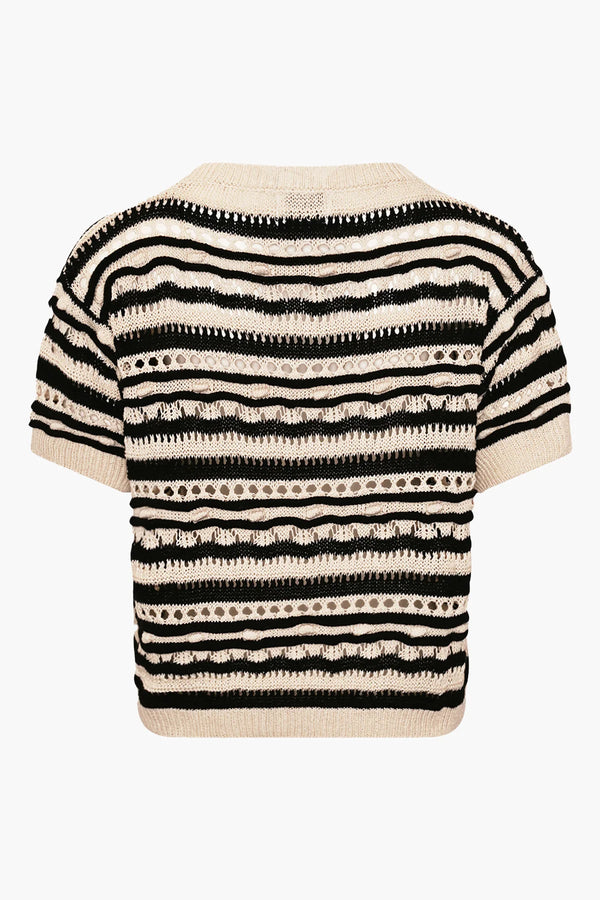 Noella Kirstine Knit - Black Beige Stripe