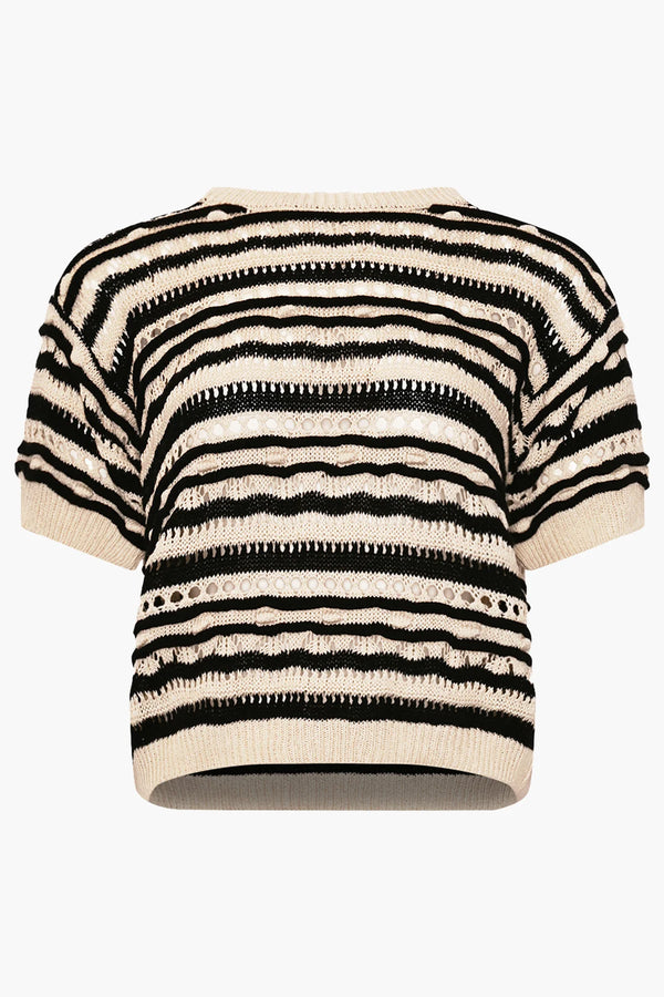 Noella Kirstine Knit - Black Beige Stripe