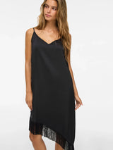 Vila Erum Fringes Slips Dress - Black