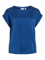 Vila Ellette satin top - Navy Peony