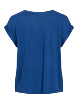 Vila Ellette satin top - Navy Peony