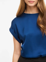 Vila Ellette satin top - Navy Peony